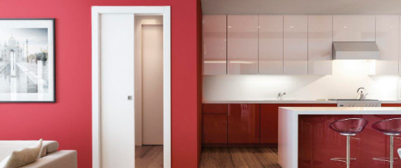 Red and white kitchen design