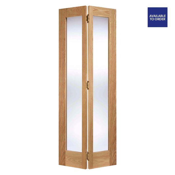 Pattern 10 Clear Glazed Unfinished Oak Bi-Fold Doors