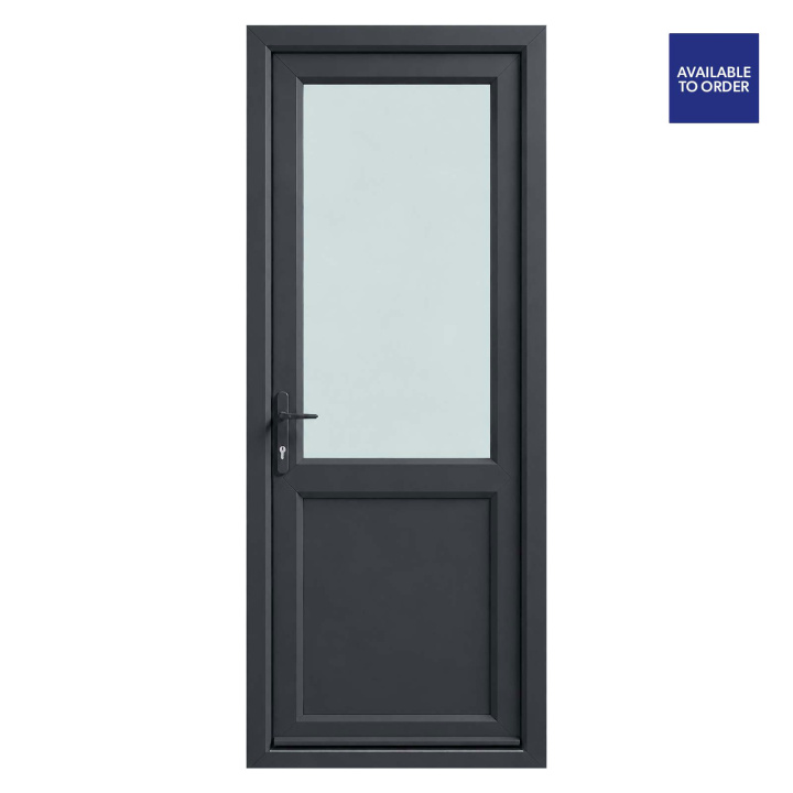 CWG Right Hand Half Clear Glazed Grey/White uPVC Door