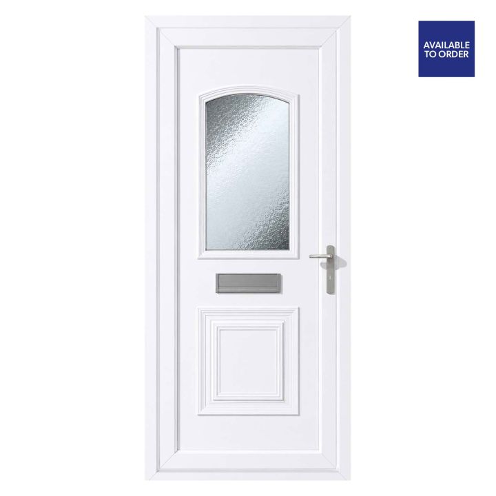 Smart Security uPVC Front Door Two Panel Large Glass Balmoral White Left Hand Obscure Glass 920 x 2090mm