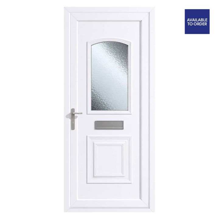 Smart Security uPVC Front Door Two Panel Large Glass Balmoral White Right Hand Obscure Glass 920 x 2090mm