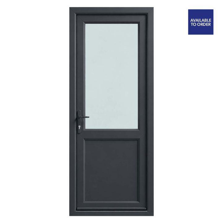 CWG Right Hand Half Clear Triple Glazed Grey/White uPVC Door