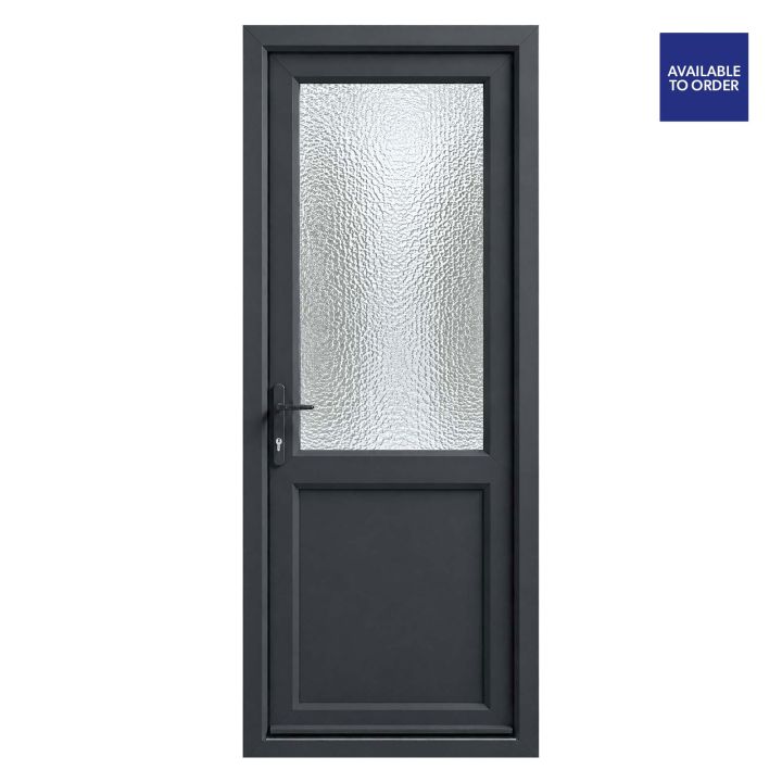 CWG Right Hand Half Obscure Triple Glazed Grey/White uPVC Door