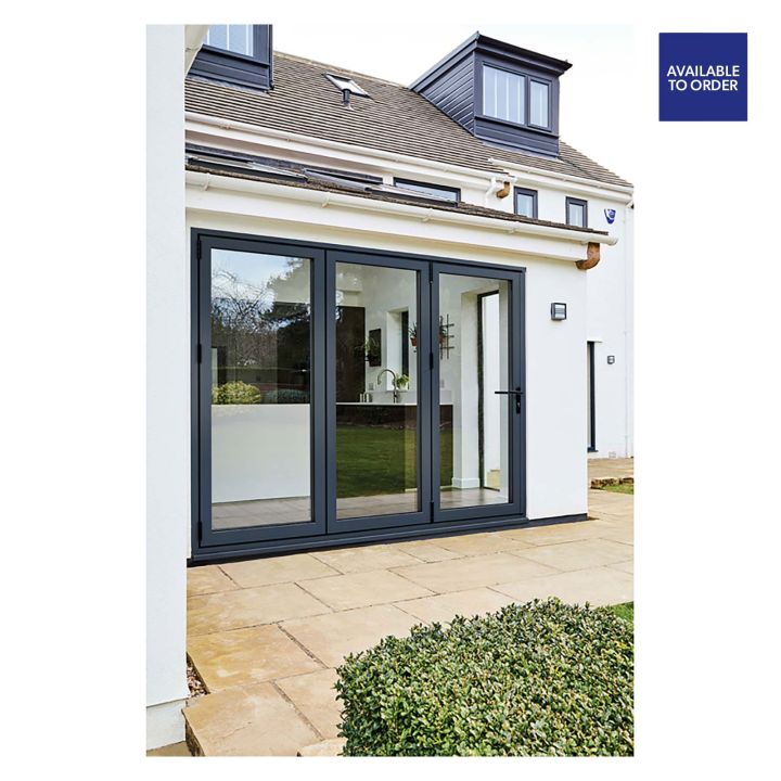 AluVu Left-Hand Aluminium Bi-Fold Patio Doors Anthracite Grey