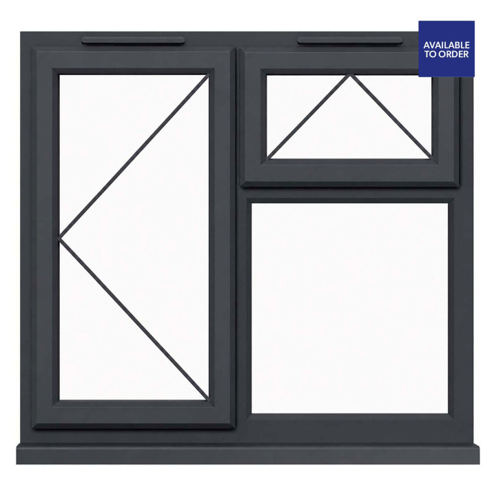 CWG Left Hand Side Hung with Top Opener Clear Glazed Grey/White uPVC Window