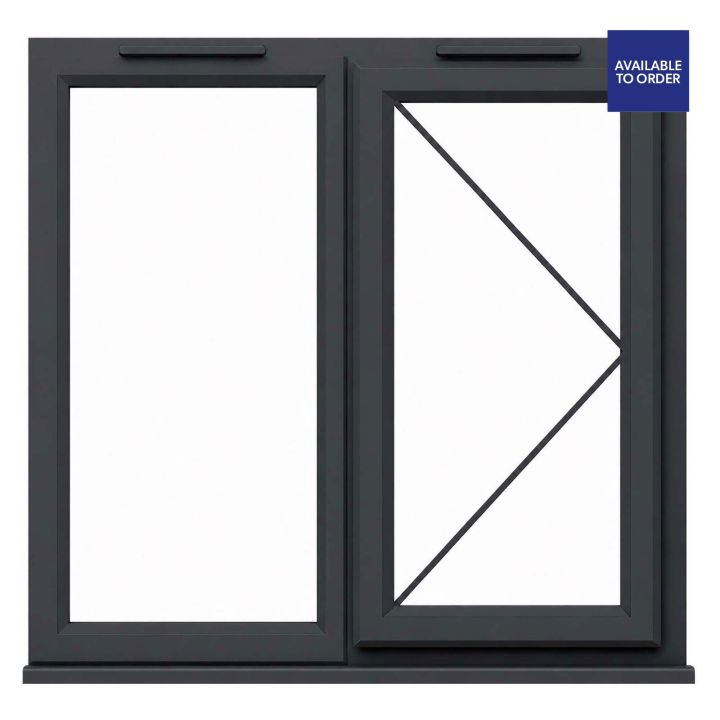 CWG Right Hand Opening with Fixed Panel Clear Glazed Grey/White uPVC Window