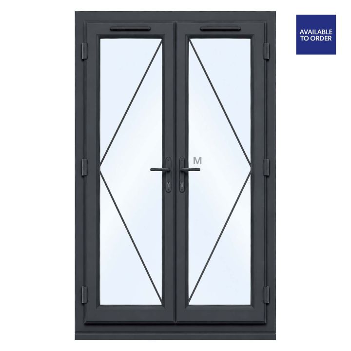 CWG Smart Security uPVC Double Glazed French Door Left Hand Master Grey/White Clear Glass