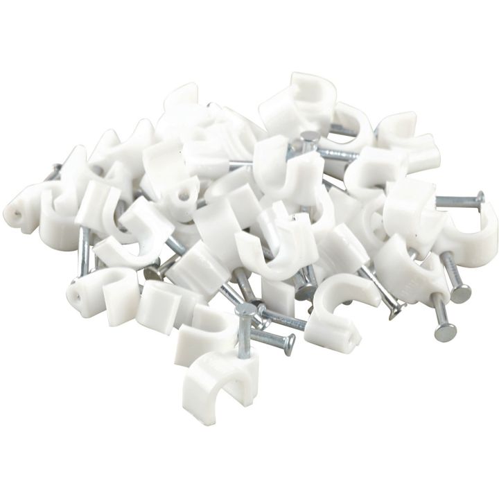 8mm White Round Clips Pack of 20