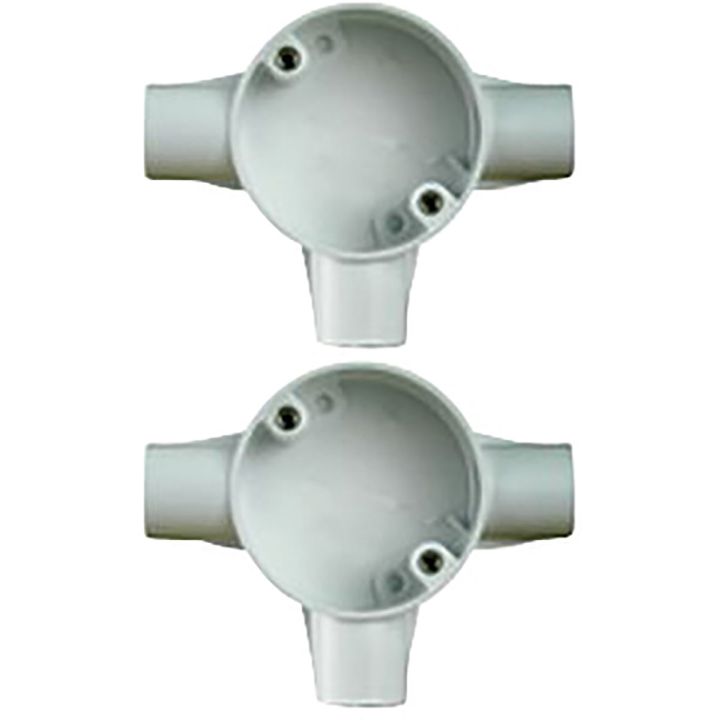 20mm White Conduit Tee Box Pack of 2