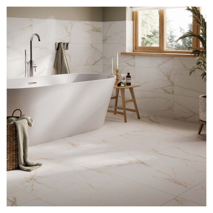 Wiltshire Gold Marble Glazed Ceramic Wall Tile 300 x 600mm