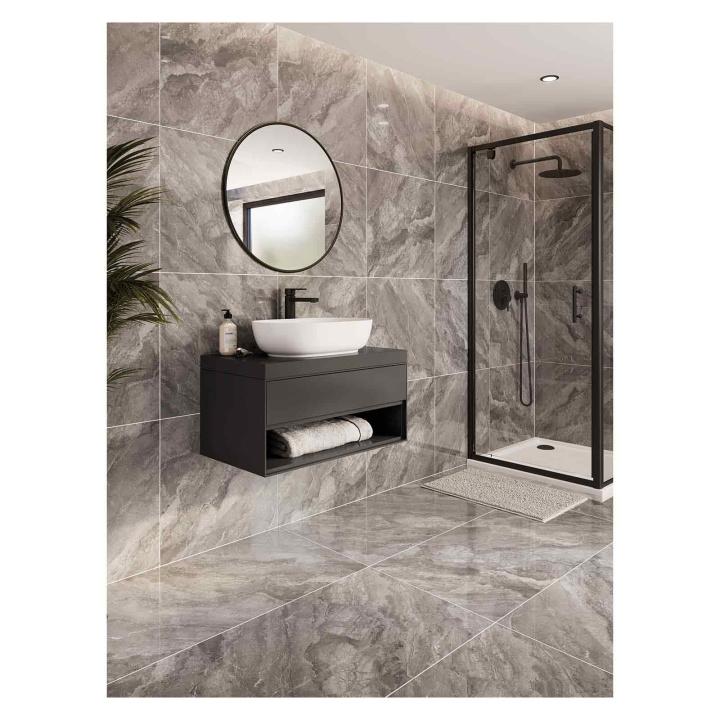 Adriano Grey Marble Polished Porcelain Floor & Wall Tile 600 x 1200mm 