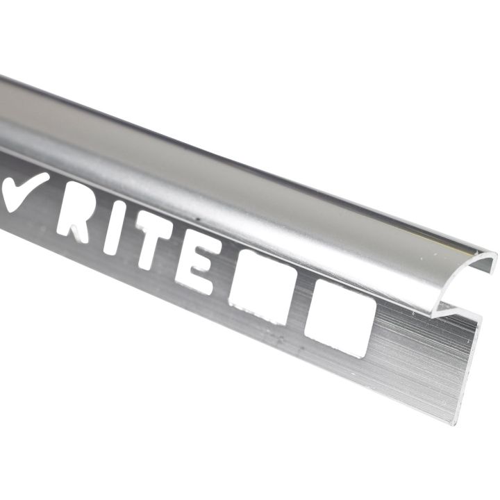 Round Profile Aluminium Tile Trim Silver 12mm x 2.4m