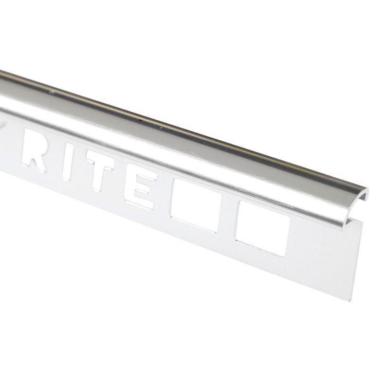 Silver Round Profile Aluminium Tile Trim 8mm x 2.4m