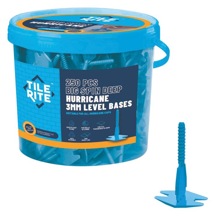 Tile Rite Big Spin Hurricane 3mm Deep Spacer Levelling System Bases Pack of 250
