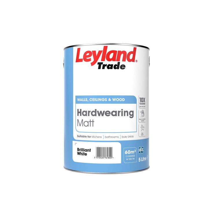Leyland Trade Hardwearing Matt Emulsion Brilliant White 5L
