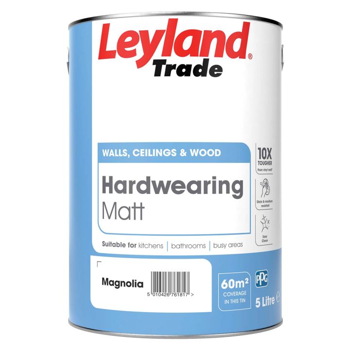Leyland Trade Hardwearing Matt Emulsion Magnolia 5L
