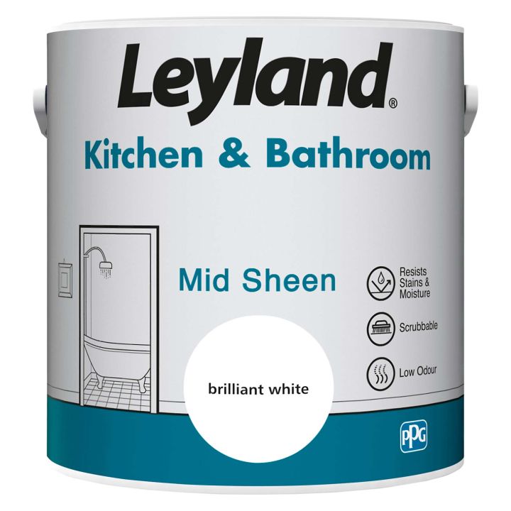 Leyland Kitchen & Bathroom Paint Brilliant White 2.5L