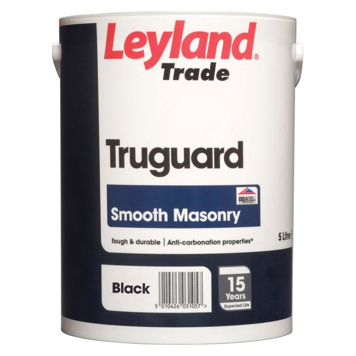 Leyland Trade Truguard Smooth Masonry Paint Black 5L