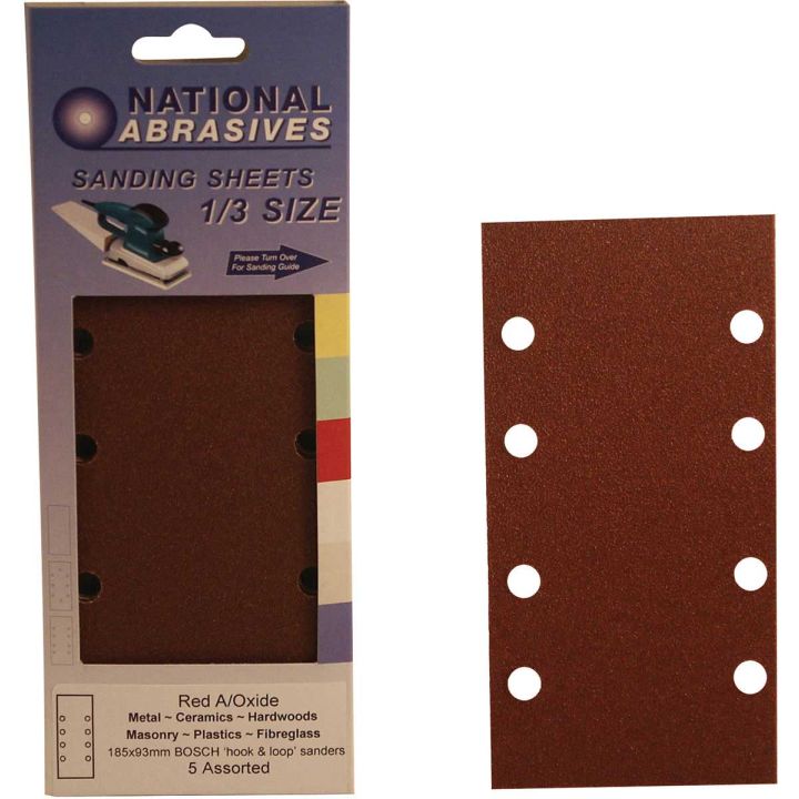 Fine Grade Sanding Sheets for 185 x 93mm Sanders (Pk 5)