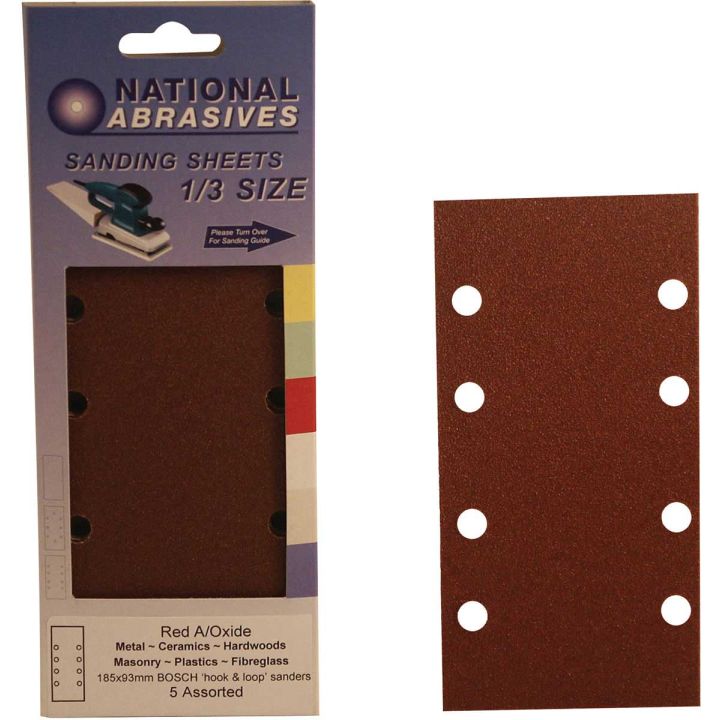 Coarse Grade Sanding Sheets for 185 x 93mm Sanders (Pk 5)