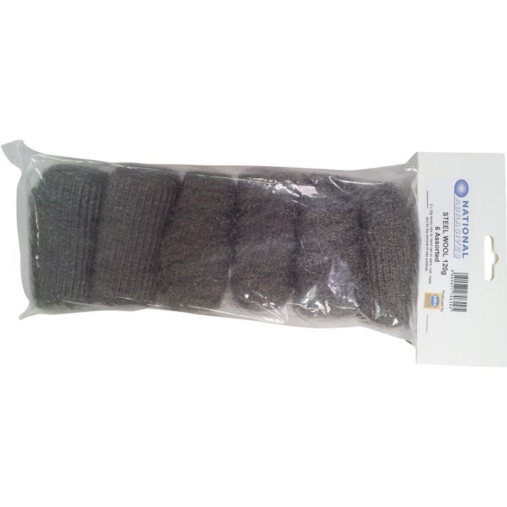 Assorted Grade Steel Wool 6 x 20g Rolls