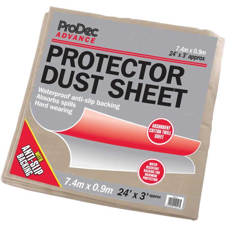 ProDec Advance 24ft x 3ft Water Resistant Protector Cotton Dust Sheet