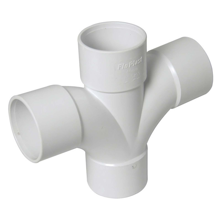 FloPlast 40mm White Solvent Weld 92.5° Cross Tee