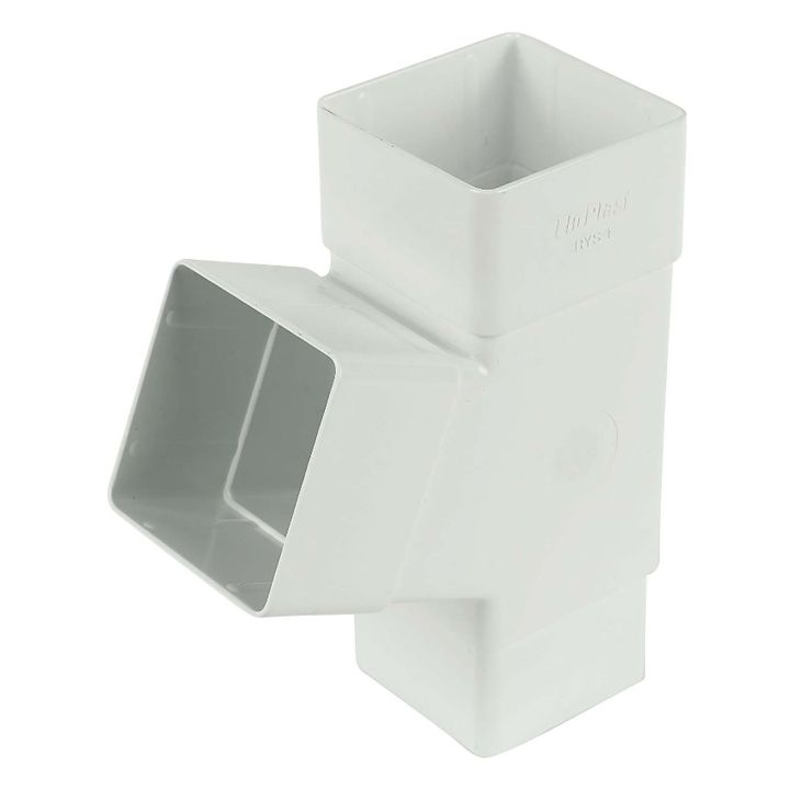 FloPlast White 65mm Square Downpipe 67.5° Branch