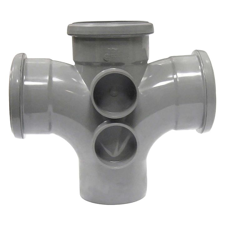 FloPlast Grey 110mm Soil 92.5° Triple Socket Branch