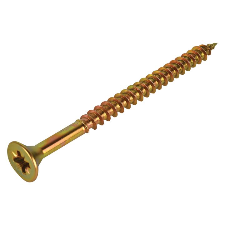 FIX-IT Single Thread Zinc & Yellow Woodscrews 6 x 80mm Pack of 100