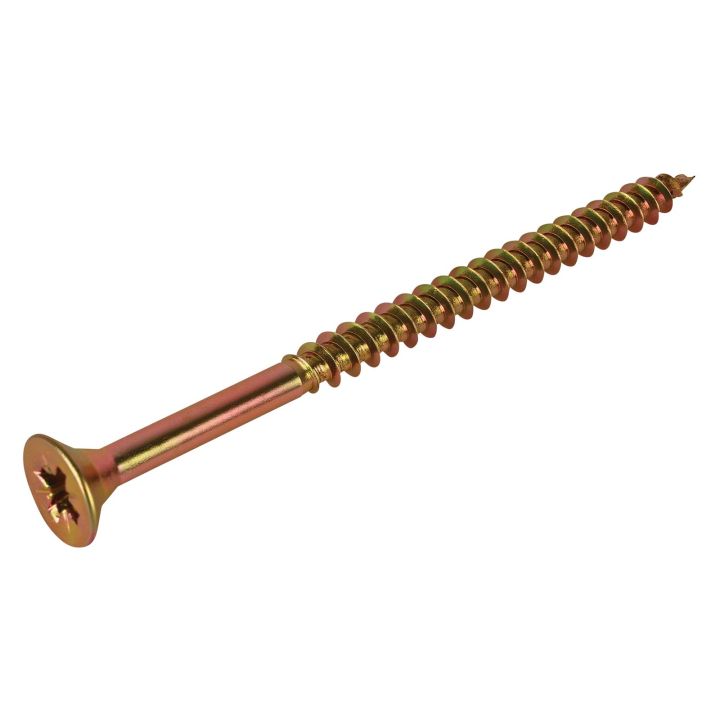 FIX-IT Single Thread Zinc & Yellow Woodscrews 6 x 90mm Pack of 100