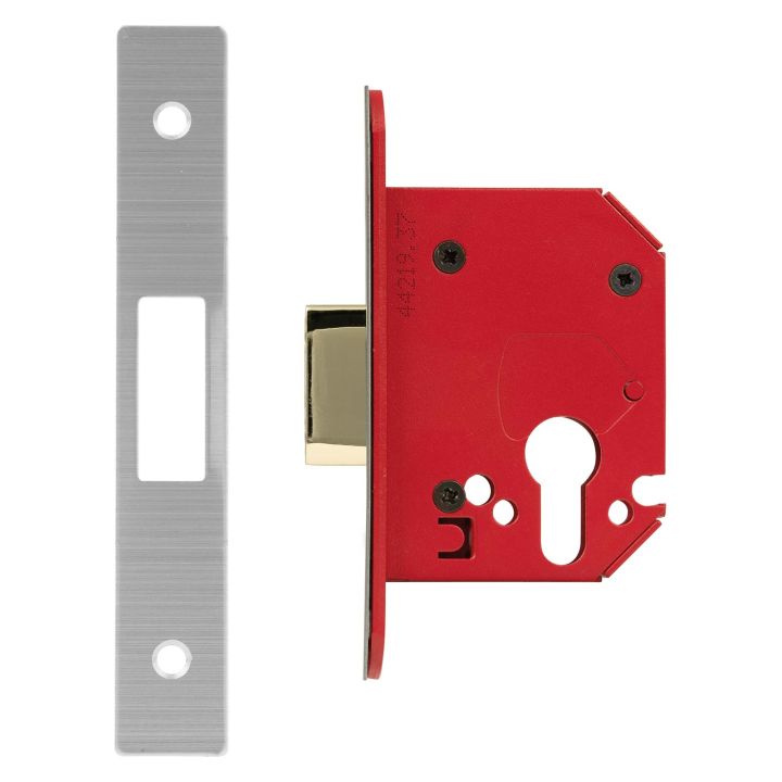 StrongBOLT Euro Profile Mortice Deadlock 3" Stainless Steel