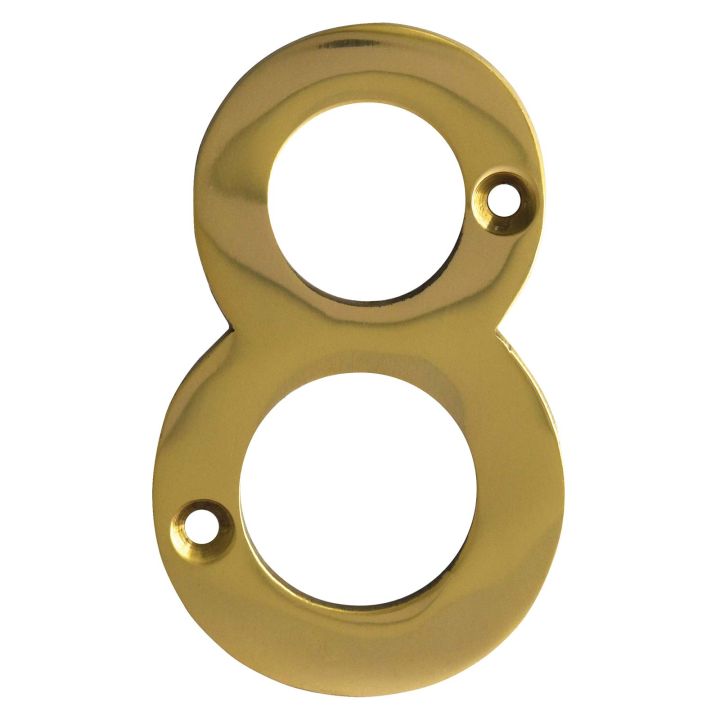 No 8 Numeral Polished Brass 76mm