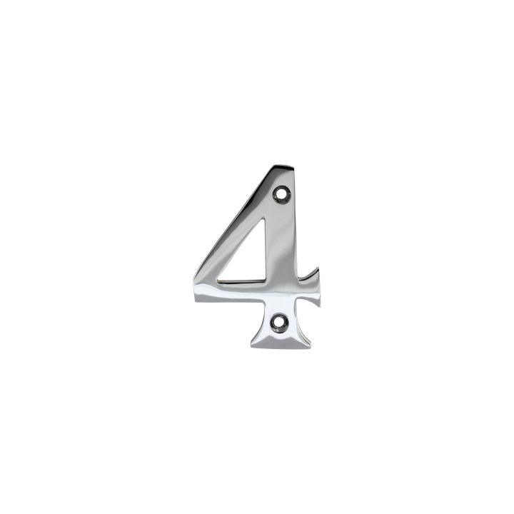 No 4 Numeral Polished Chrome 76mm