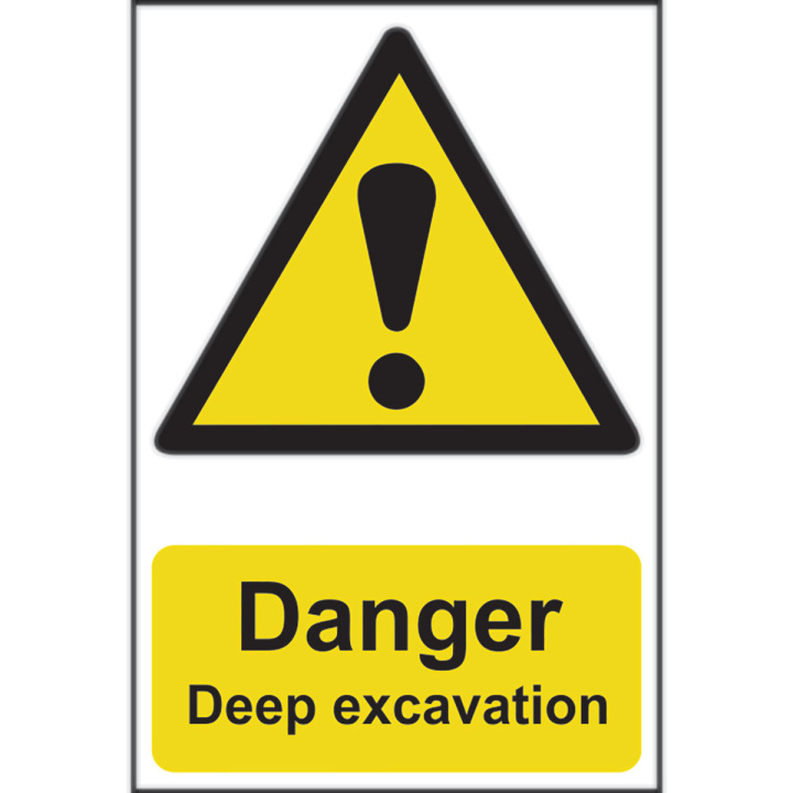 Danger Deep Excavation Sign 200 x 300mm Self Adhesive