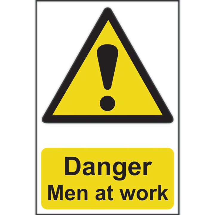 Danger Men At Work Sign 200 x 300mm Self Adhesive