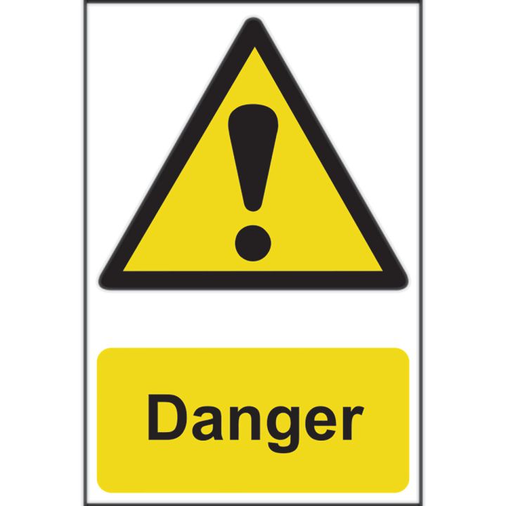 Danger Sign 200 x 300mm Self Adhesive