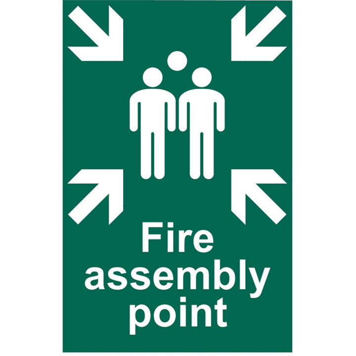 Fire Assembly Point Sign 200 x 300mm Self Adhesive