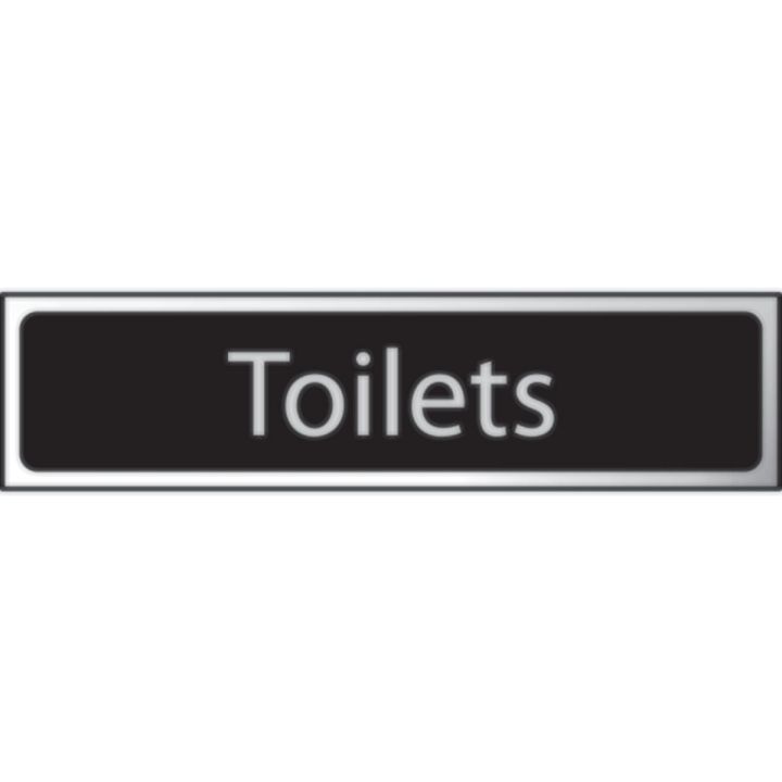 Toilets Sign Black 200 x 50mm