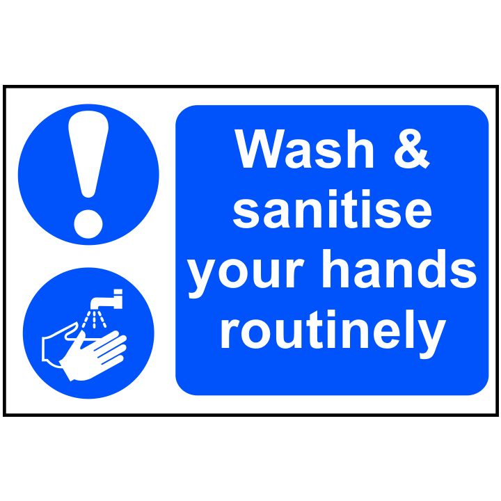Wash & Sanitise Your Hands Sign 300 x 200mm