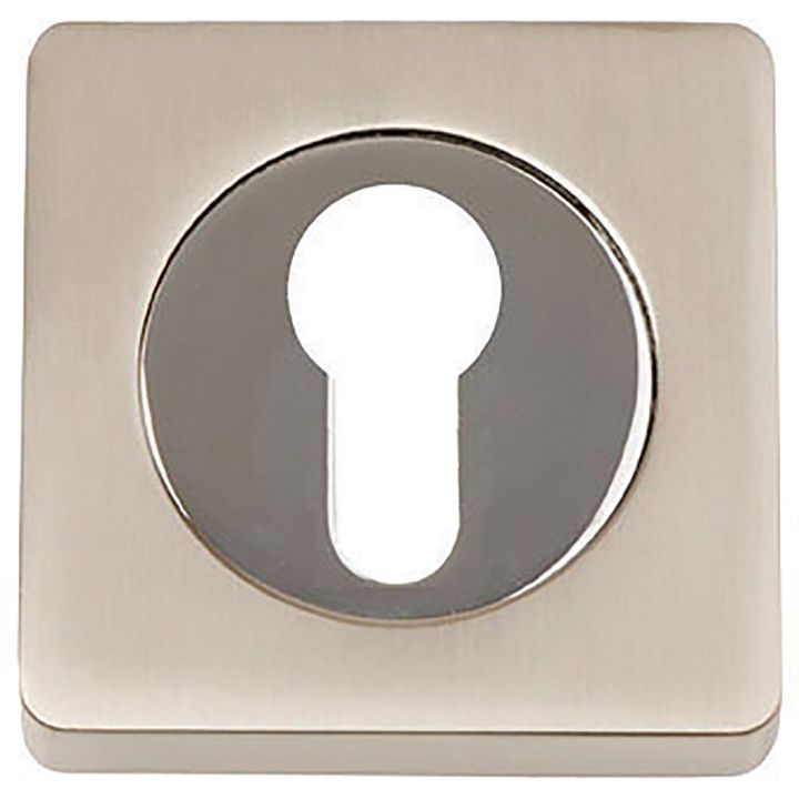 Square Euro Profile Escutcheon Satin Nickel / Polished Chrome