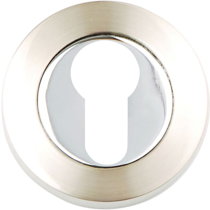 Aura Euro Profile Escutcheon Satin Nickel / Polished Chrome