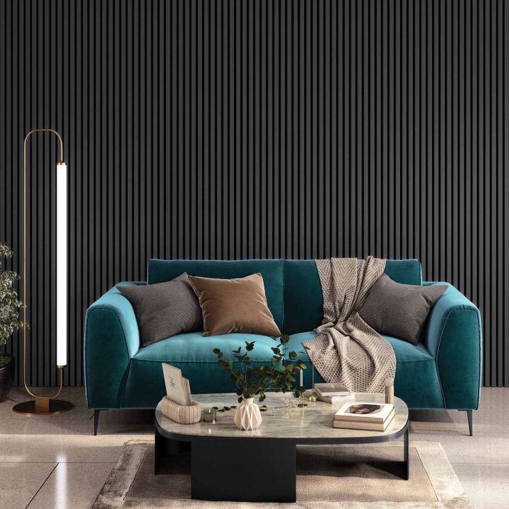 Acoustic Slat Wall Panel Dark Grey 2400 x 605mm 