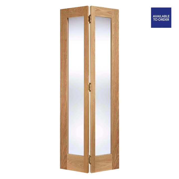 Pattern 10 Clear Glazed Unfinished Oak Bi-Fold Doors