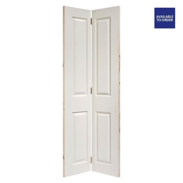 Textured 4 Panel Primed White Bi-Fold Doors 1981 x 762mm