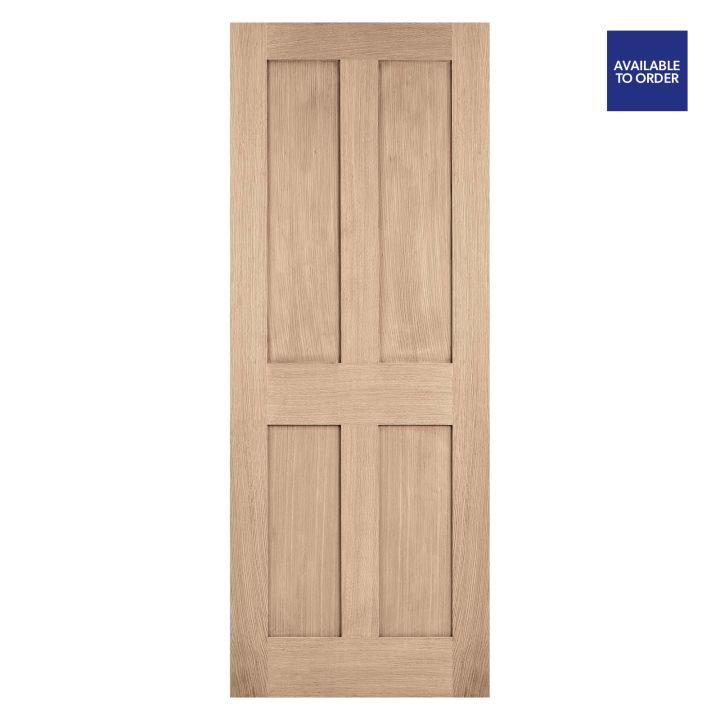 London 4 Panel Unfinished Oak FD30 Fire Door
