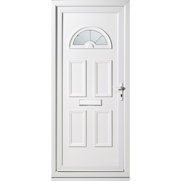 Carolina White PVCu Front Door Half Moon Glazing LHH PVCu 2085 x 920mm