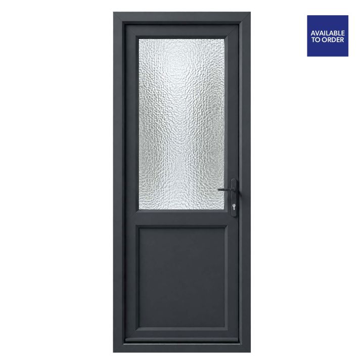 CWG Left Hand Half Obscure Glazed Grey/White uPVC Door