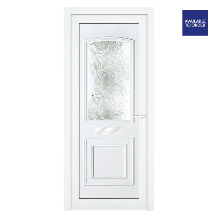 Crystal Left Hand Two Panel Obscure Glass Balmoral White uPVC Front Door 920 x 2090mm