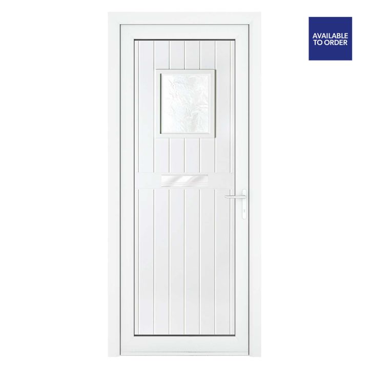 Crystal Left Hand Two Panel Obscure Glass Chatsworth White uPVC Front Door 920 x 2090mm
